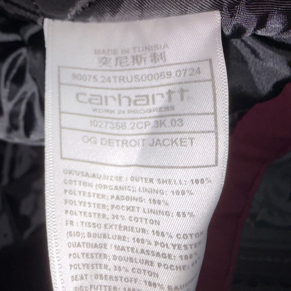 Carhartt WIP OG Detroit Aged Canvas Jacket Malbec Black New - Picture 7 of 7